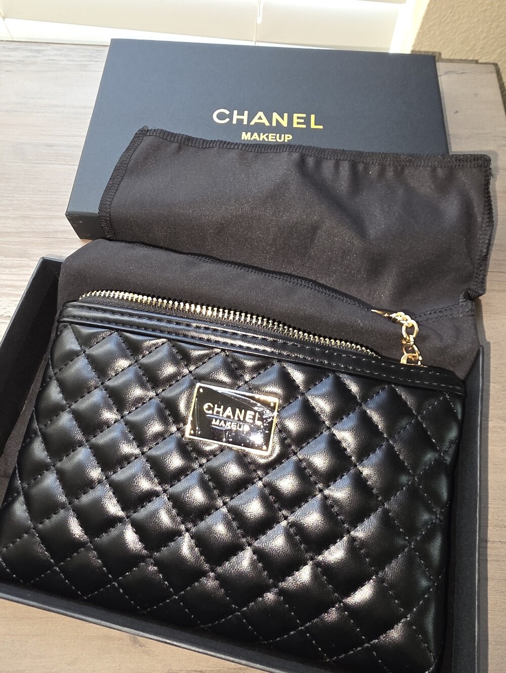 Chanel Black Embroidered Logo Travel Pouch - Picture 3 of 5